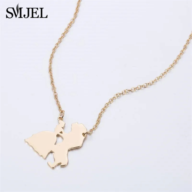 2025 New Movie Jewelry Beauty and the Beast Necklace for Women Prince Princess Pendant Necklaces Lover Accessories Gifts