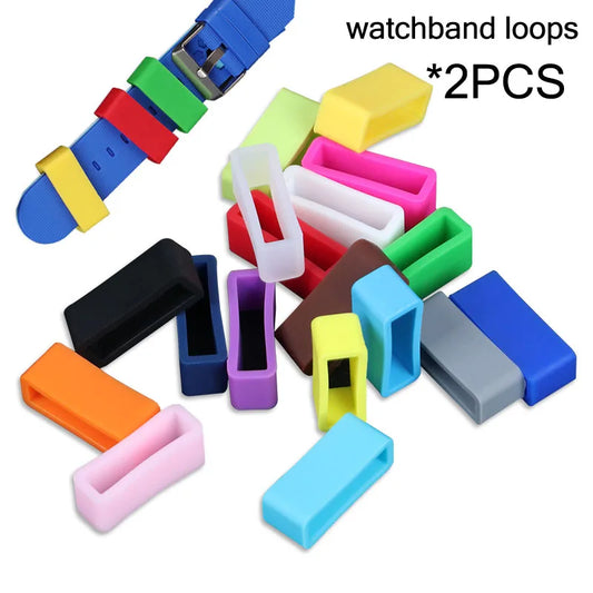 2PCS Watch Accessories Silicone Bezel Ring Watch Loop For Rubber Strap Loop Rubber Band Buckle With Ring Withings Loop