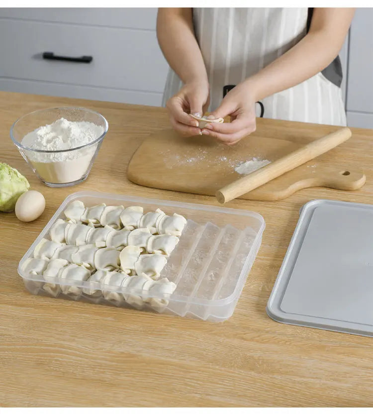 Food Storage Box, Fruit Egg Organizer, Refrigerator Fresh Keep Organizer, Kitchen Leak Proof Dumpling Storage Box