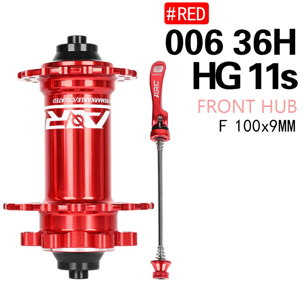 Bicycle Hubs ARC MT006 MTB Bike Hubs, 4 NBK Bearings, 28/32/36 Holes, 6-Bolt Disc Brake, 8-11 Speed, 4-Pawl 3-Tooth Design