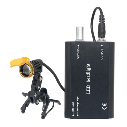 Dental LED Head Light for Dental Loupes Dentist with Yellow Filter Glasses Clip Rechargable Lamp Adjustable Brightness