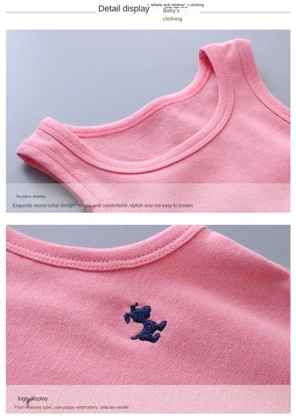 Fashion Children T-shirts for Girls Candy Color Baby Boys Graphic Tee Cotton Vest Tops Kids Summer Clothes Sleeveless T-Shirt