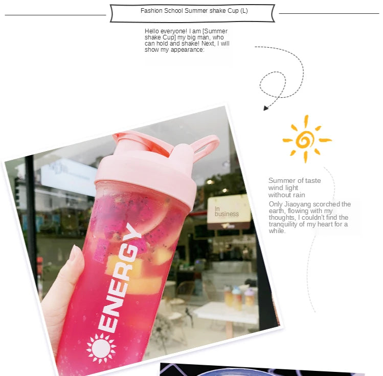 Portable Shaker Bottle with Stirring Ball, Perfect for Protein Shakes and Pre-Workout, Water Bottles without BPA, 500 ml, 700ml