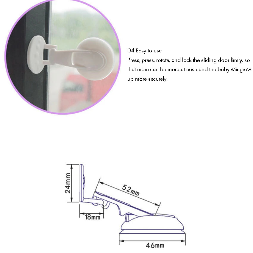 Sliding Door Lock Child Safety Baby Proof Sliding Window Lock with Strong Suction Cup for Glass Doors, Closets, Patio, Windows