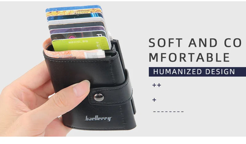 2023 Rfid Blocking Protection Men Card Wallets Hasp Small Card Wallets PU Leather Slim Mini Wallet Qaulity Male Purses