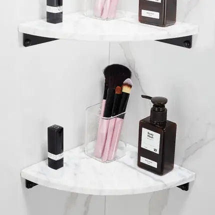 Bathroom Accessories Set Black Bathroom Shelf,Towel Rack,Towel Hanger Paper holder,Toilet Brush Holder Marble & Brass