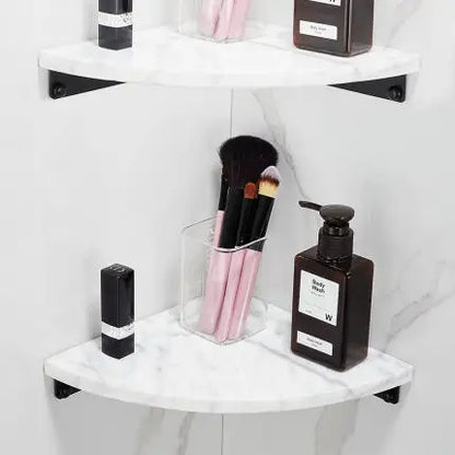Bathroom Accessories Set Black Bathroom Shelf,Towel Rack,Towel Hanger Paper holder,Toilet Brush Holder Marble & Brass