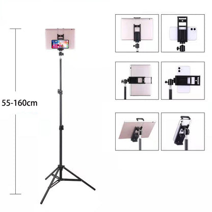 160cm Tripod for Tablet and Phone Aluminum Tripode Tablet Floor Ipad Tripod Stand with Smartphone & Tablet Holder Mount