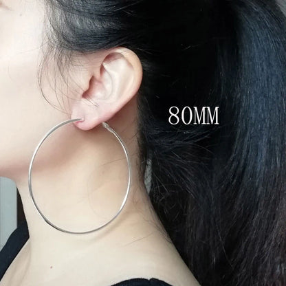 90mm Stainless Steel Large Circle Smooth Gold Color Round Loop Hoop Earring for Women Ear Ring Brincos
