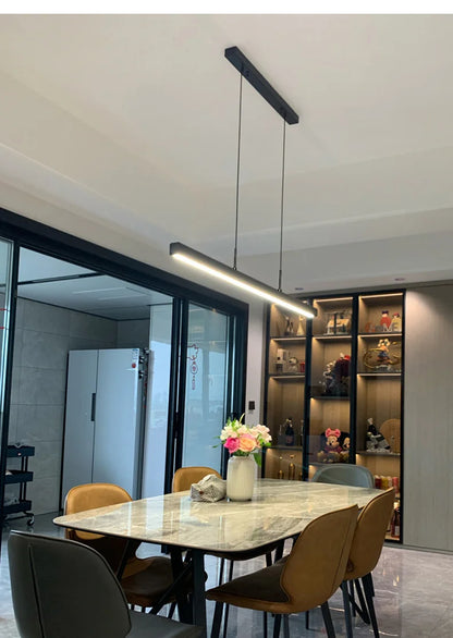 One word minimalist dining room chandelier modern long strip dining table lamp luxury dining room bar table lamp office light