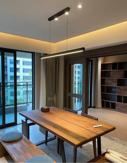 One word minimalist dining room chandelier modern long strip dining table lamp luxury dining room bar table lamp office light