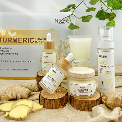 AILKE Turmeric Renew Skin Care Sets Vitamin C Women Facial Organic Anti Acne Whitening Hydrating Firming Korean Face Products