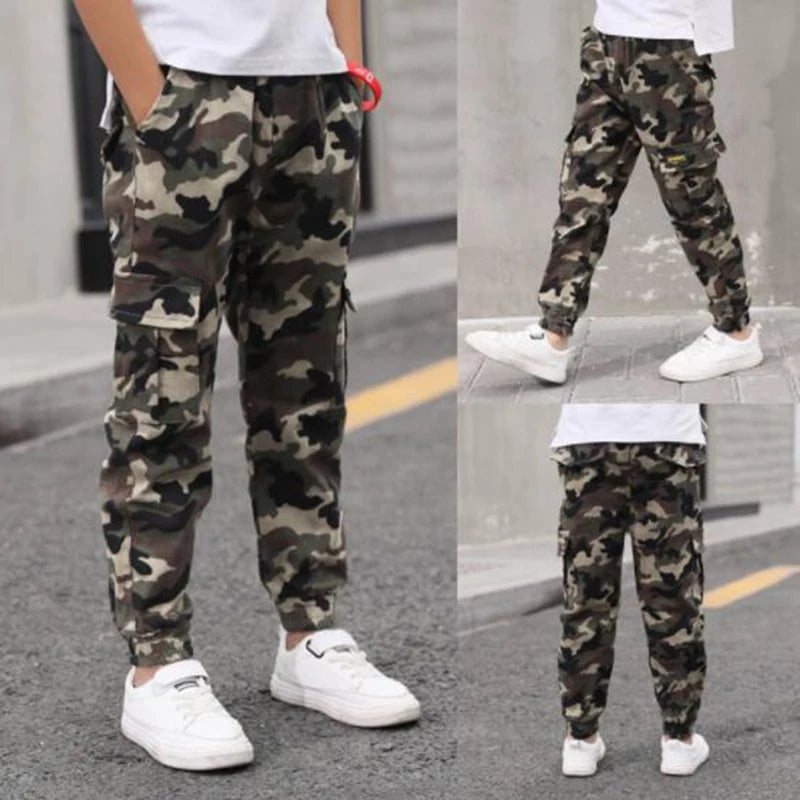 2022 Boys Camouflage Joggers Casual Cargo Pants for Boys Kids Cotton Trousers Clothes Teenage Boys Joggers Clothing 3-14 Years