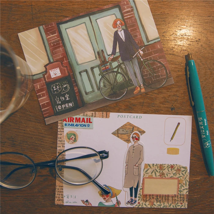 Cute girls in the stationery shop Stickers Scrapbooking Craft Diary Album Phone Computer Seal Stickers Decorative