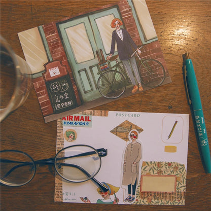 Cute girls in the stationery shop Stickers Scrapbooking Craft Diary Album Phone Computer Seal Stickers Decorative