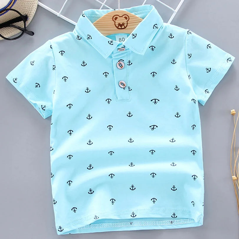 2025 Summer Baby Boys Shirts Short Sleeve Lapel Clothes for Girls Cotton Breathable Kids Tops Outwear 12M-5Y