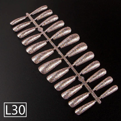 1 Set Glitter False Nail Tips Full Cover Ballerina Fake Nail Tips Press on Nail Tips Coffin