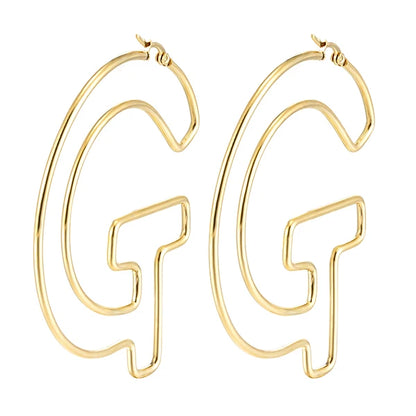 Personality Letter Ear ring Stainless Steel feminine Hyperbolic Earrings Girls Earrings Exquisite Gifts Women‘s Ear Jewelry 2021