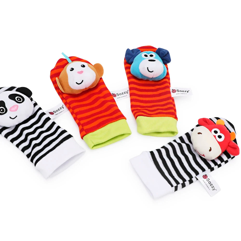 1PairBaby Toys 0-6-12 Months Cute Stuffed Animals Baby Rattle Socks Wrist Baby Rattles Newborn Toys Make Sounds Games For Babies