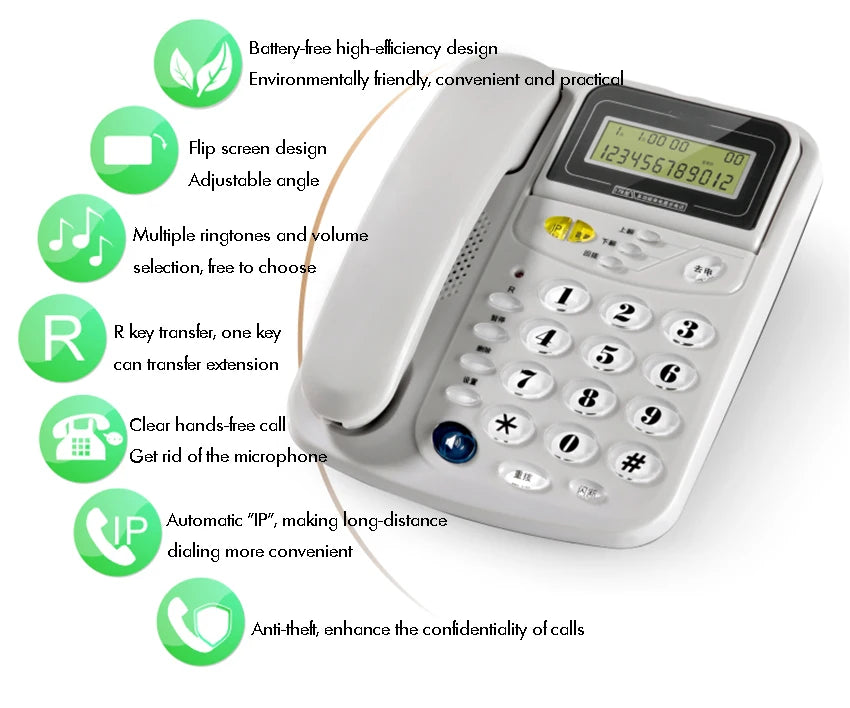 Caller ID Home Landline with Loud Ringtone for Elderly, Corded Desk Phone, Wall Mountable Fixed Landline Telephone