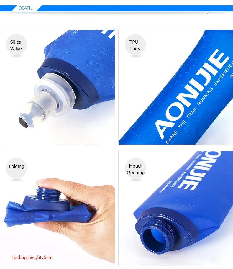 AONIJIE Soft Flask Water Bottle Folding Collapsible Water Bags TPU Free For Running Hydration Pack Waist Bags SD09/10 250/500ml