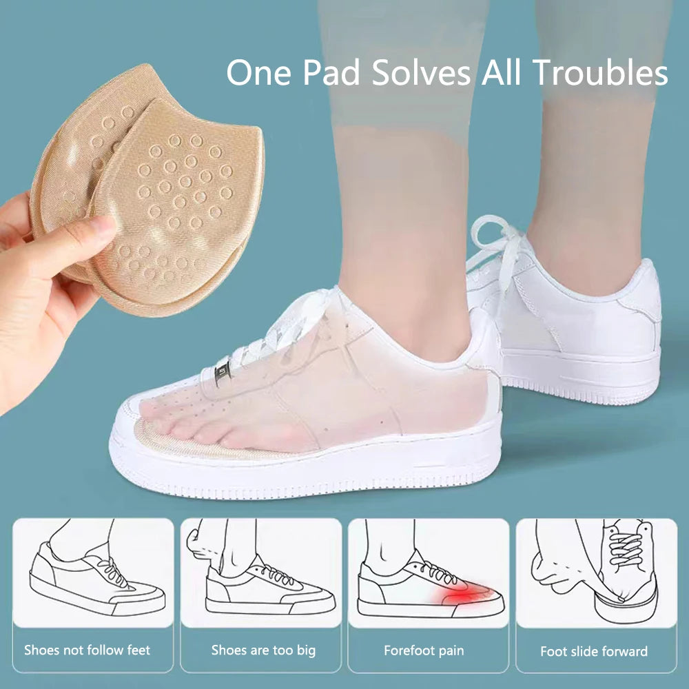 Half Insoles for Shoes Non-slip Sole Toe Plug Cushion High-density Foam Forefoot Pads Man Women Inserts for Shoes Size Reducer
