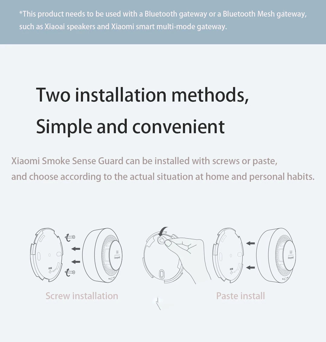 Xiaomi Smoke Detector Honeywell Sensor Fire Alarm Audible&Visual Alarm Work With Bluetooth-compatible Gateway Smart Remote APP