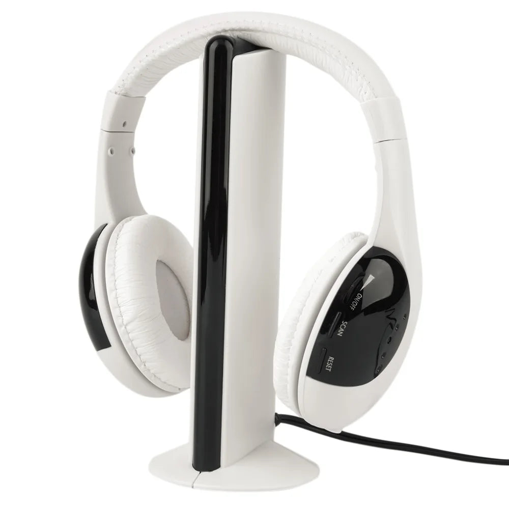 5-in-1 Wireless Headset TV Headset Computer Game RF Wireless Headset  Wireless Headset Stereo Headphone for IPod MP3 FM TV PC