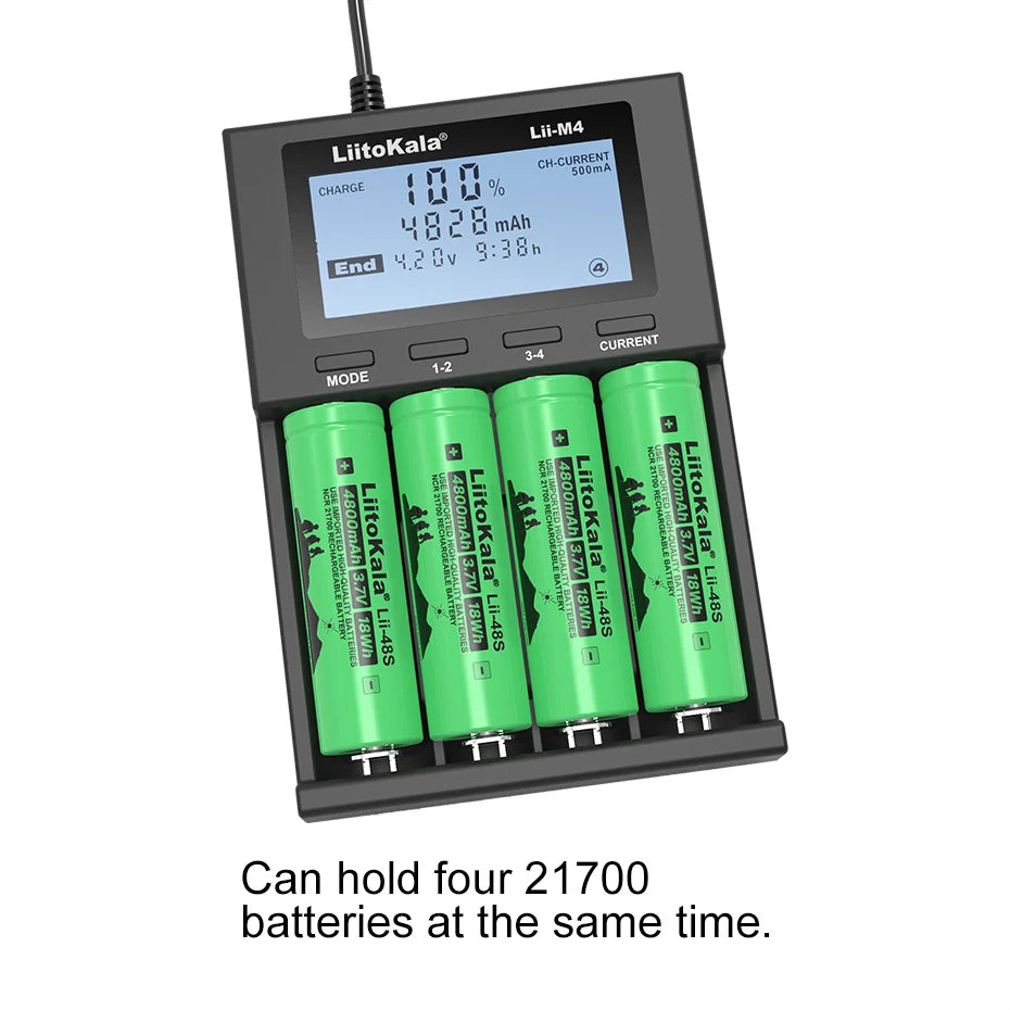 LiitoKala Lii-M4 Lii-CH4 18650 Charger LCD Display Universal Smart Charger Test Capacity 26650 18650 21700 AA AAA Battery 4slot
