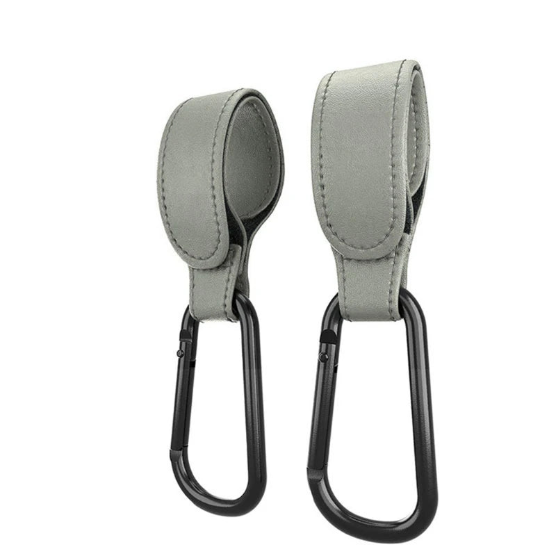 1/2pcs Portable PU Leather Baby Stroller Hook Hanger Velcros Pram Hook Carabiner Cart Organizer Clip for Stroller Accessories