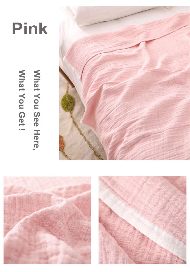 Summer Blankets 4 Layers Muslin Cotton Bedspread Blanket 150x200cm 200x230cm Soft Office Home Bedding Sleeping Quilt Blanket