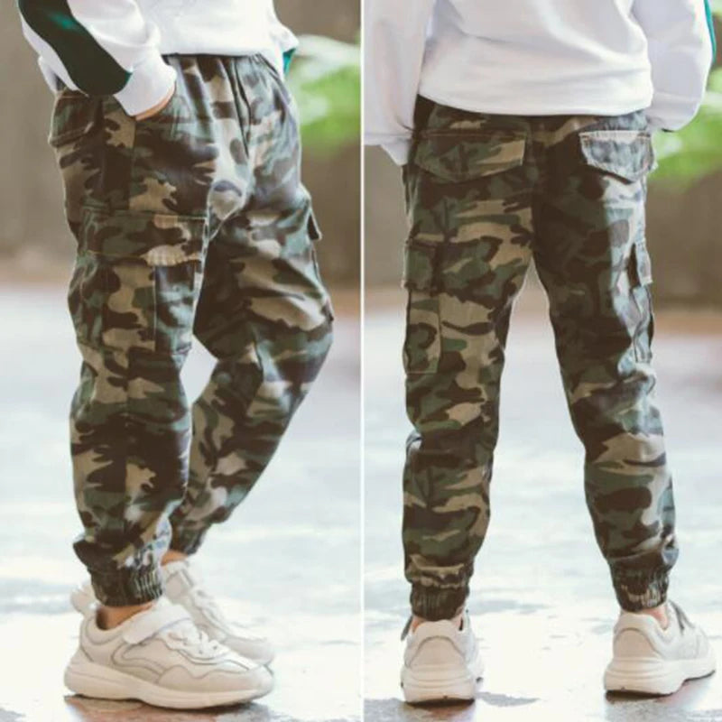 2022 Boys Camouflage Joggers Casual Cargo Pants for Boys Kids Cotton Trousers Clothes Teenage Boys Joggers Clothing 3-14 Years