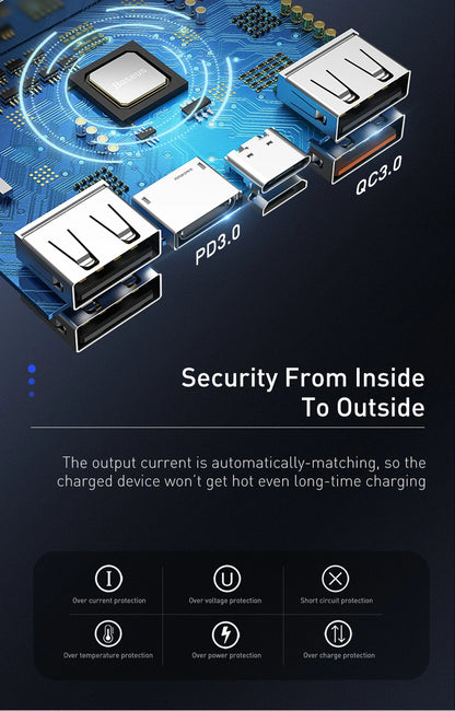 Baseus Power Bank 30000mAh 65W PD3.0 Quick Charging 3.0 FCP SCP Portable External for iPhone 16 15 14 Laptop Tablet Power bank