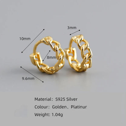 WANTME Genuine 925 Sterling Silver Simple Link Chain Punk Ear Buckle for Women Unisex Hip Hop Earrings Jewelry Accessories 2021