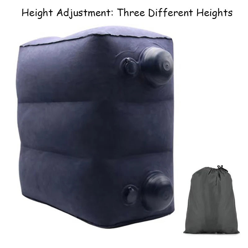 Inflatable Travel Pillow Foot Rest Kids Car Airplane Sleeping Bed Leg Support Height Adjustable Footrest Pillow for Long Trips