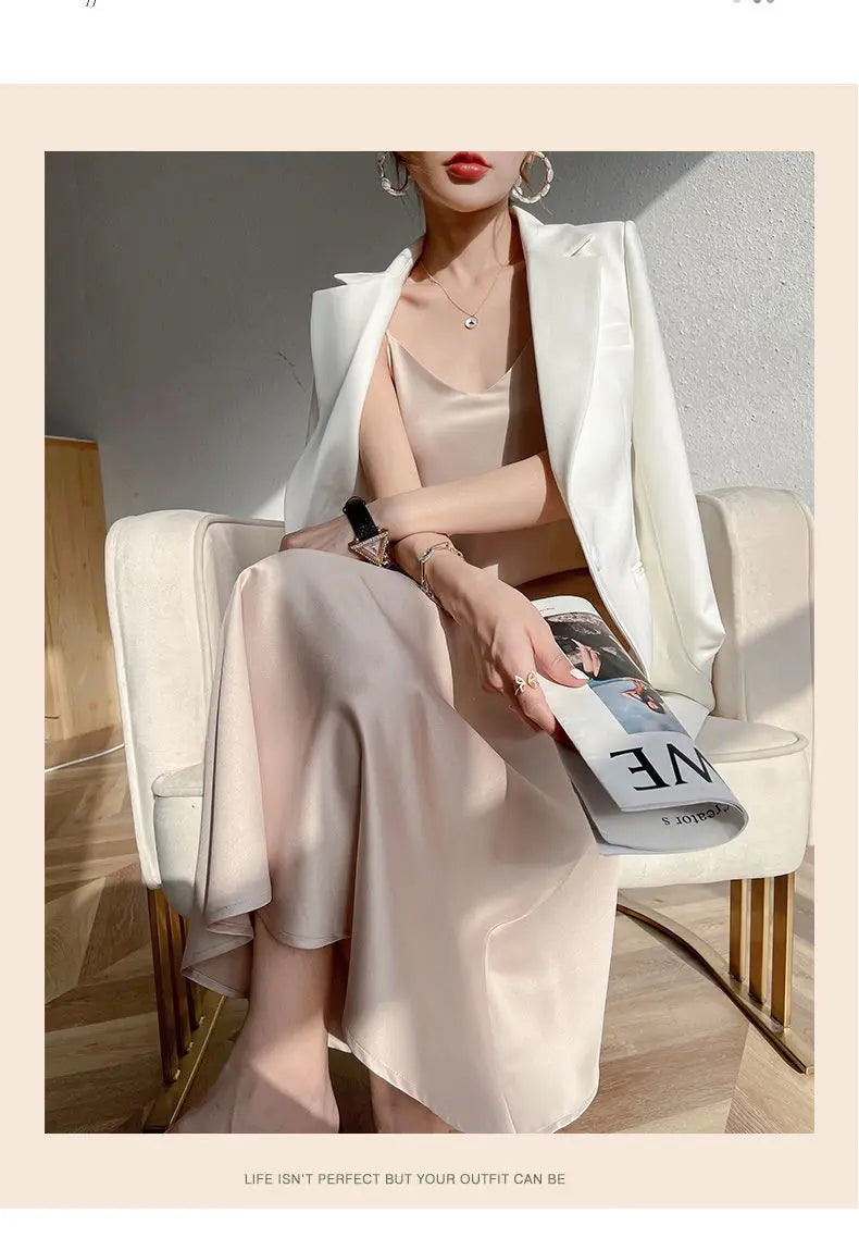 Vintage Satin Women's Dress Summer Sexy Spaghetti Strap Long Party Maxi Dresses Midi Robe Female Clothing