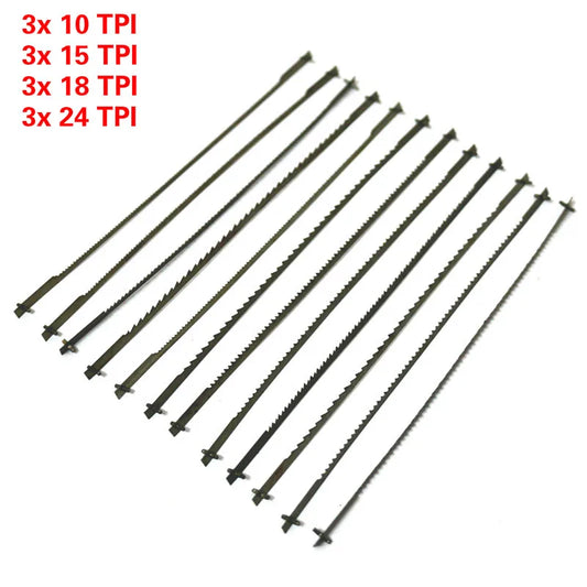 12x Pinned Scroll Saw Blades Woodworking Power Tools Accessories 127mm Black