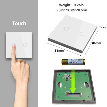Smart Home Touch Light Switch Led Wireless 86*86 Remote on Off Wall Switch AC 110V 220V 10A Receiver 1/2/3gang for Ceiling Lamp