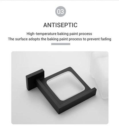 Black Stainless Steel Square Wall-mounted Bathroom Accessories Toilet Brush