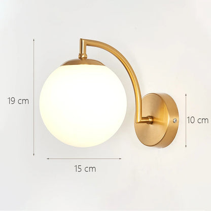 Decorative Modern Wall Lamp with Glass Shade Bedside Bedroom Loft Design Up Down Iron Led Wall Lights Gold for Home Mirror E27