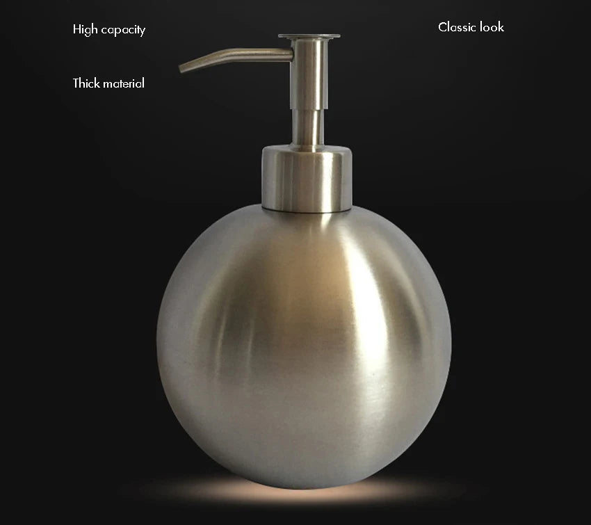Stainless Steel Round Empty Lotion Soap Dispenser Bottle, 500ml Soap Dispenser Great for Essential Oils, Lotions, Liquid Soaps