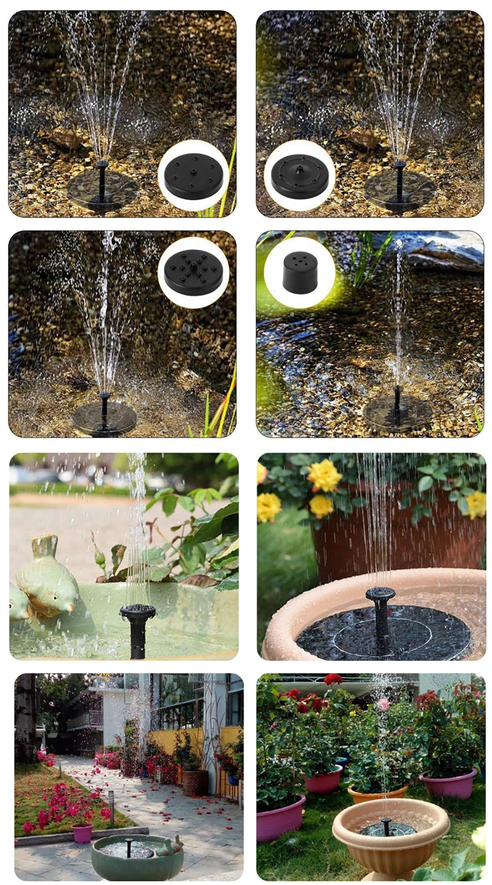 Waterfall Fountain Mini Solar Water Fountain Pool Pond Garden Decoration Outdoor Bird Bath Solar Powered Fountain Floating Water