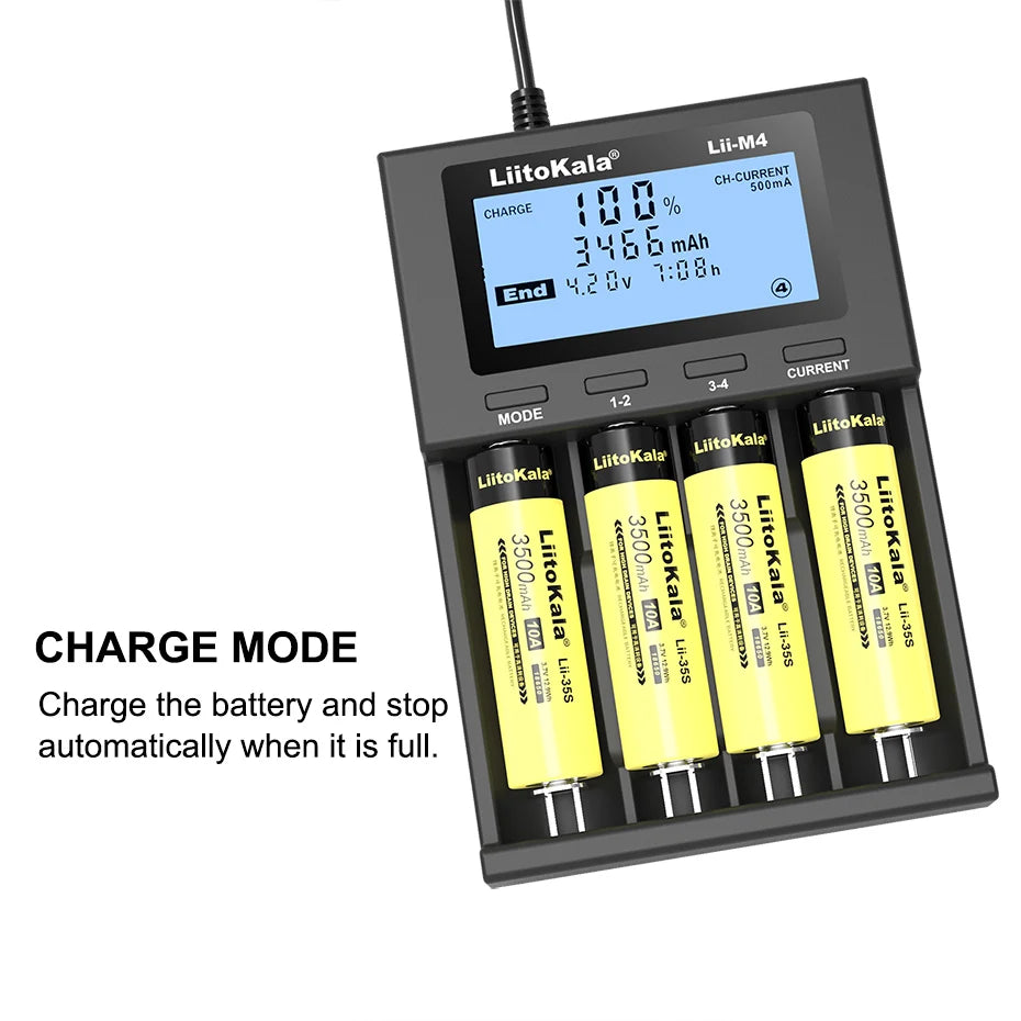 LiitoKala Lii-M4 Lii-CH4 18650 Charger LCD Display Universal Smart Charger Test Capacity 26650 18650 21700 AA AAA Battery 4slot