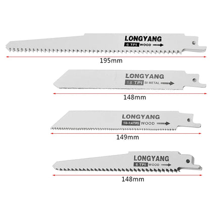 10pcs Saw Blades Set Carbide Woodworking Wood Fibreboard Metal Cutting Reciprocating Power Tools Accessories