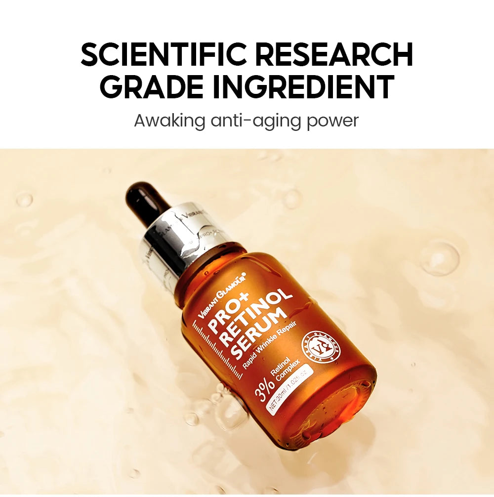 VIBRANT GLAMOUR  PRO+ Retinol Face Serum Upgrade 3% Retinol+3X Peptide+5X Ceramide Repair Skin Firming Collagen Anti-Aging