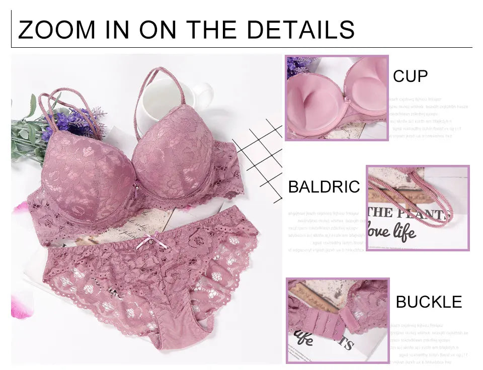 Lingerie  Sexy Bra Set  Women Push Up Lenceria Mujer Femme Underwire Langerie Girl Bralette Bras And Panty Feminina Lace Underwe
