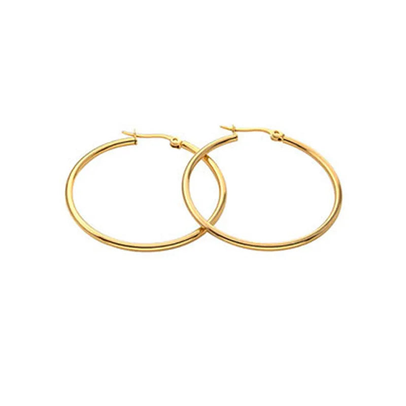 90mm Stainless Steel Large Circle Smooth Gold Color Round Loop Hoop Earring for Women Ear Ring Brincos