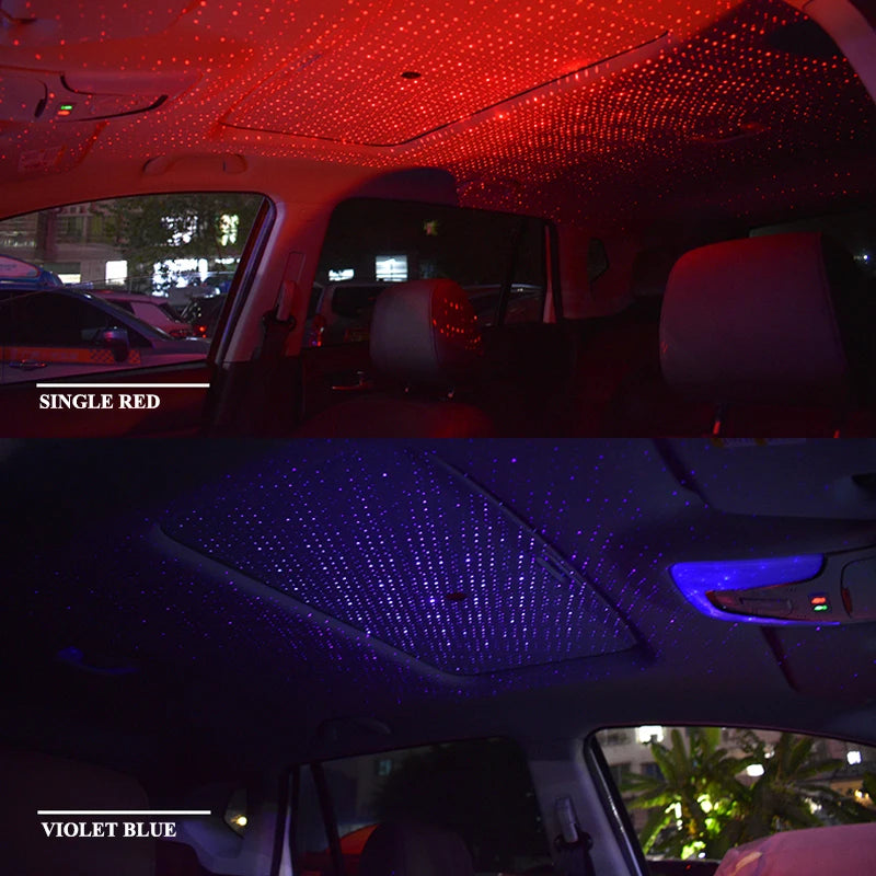 USB Decorative Lamp Adjustable Car Interior Decor Light Romantic LED Car Roof Star Night Light Projector Atmosphere Galaxy Lamp