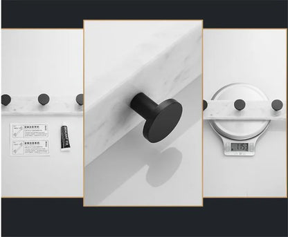 Bathroom Accessories Set Black Bathroom Shelf,Towel Rack,Towel Hanger Paper holder,Toilet Brush Holder Marble & Brass