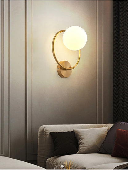 Decorative Modern Wall Lamp with Glass Shade Bedside Bedroom Loft Design Up Down Iron Led Wall Lights Gold for Home Mirror E27